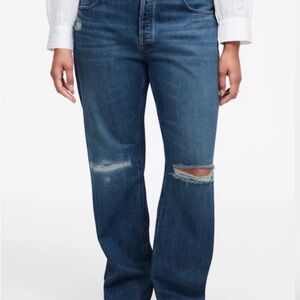 Madewell The Curvy Dean Easy Straight Crop Jean in Labette Wash